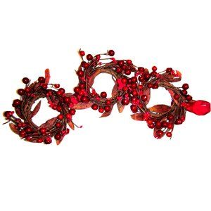 Holly Christmas Wreath Hanging Wall or Table Holiday Decoration 17"